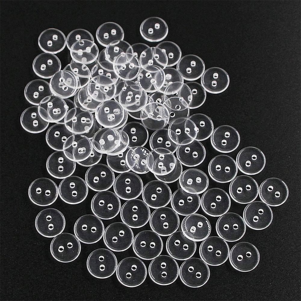9/15/18mm Transparent Plastic Resin Sewing Buttons Scrapbooking Round Lucency Two Holes Botton Clear Handmade Accessories