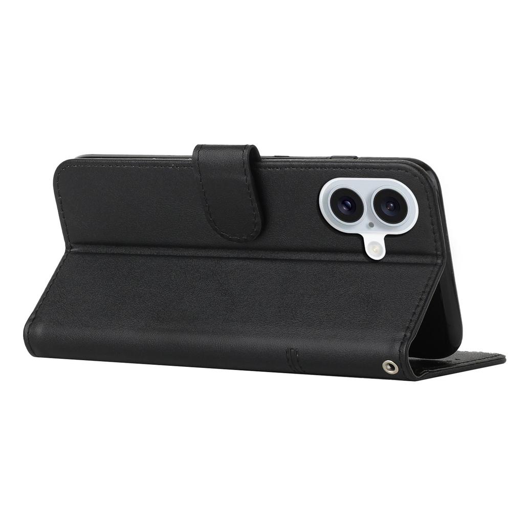 For iPhone 17 Leather Phone Case Foldable Stand Wallet Flip Cover with Strap