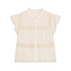 Zaprha 2025 Summer New Straight Lace Crocheted Holiday Style Super Short Sleeve Round Neck Top 3666107