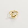 Adjustable Open Ring In 18K Gold Plated Copper With Q-Style Alphabet Letter Design Men Women