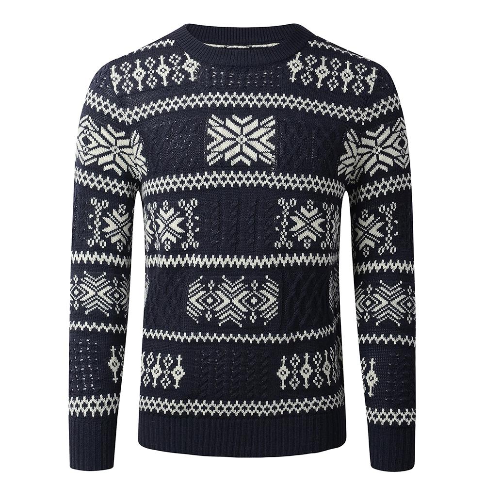 Pulover pulover cu mâneci lungi din tricot cald la modă cu diamante pentru bărbați