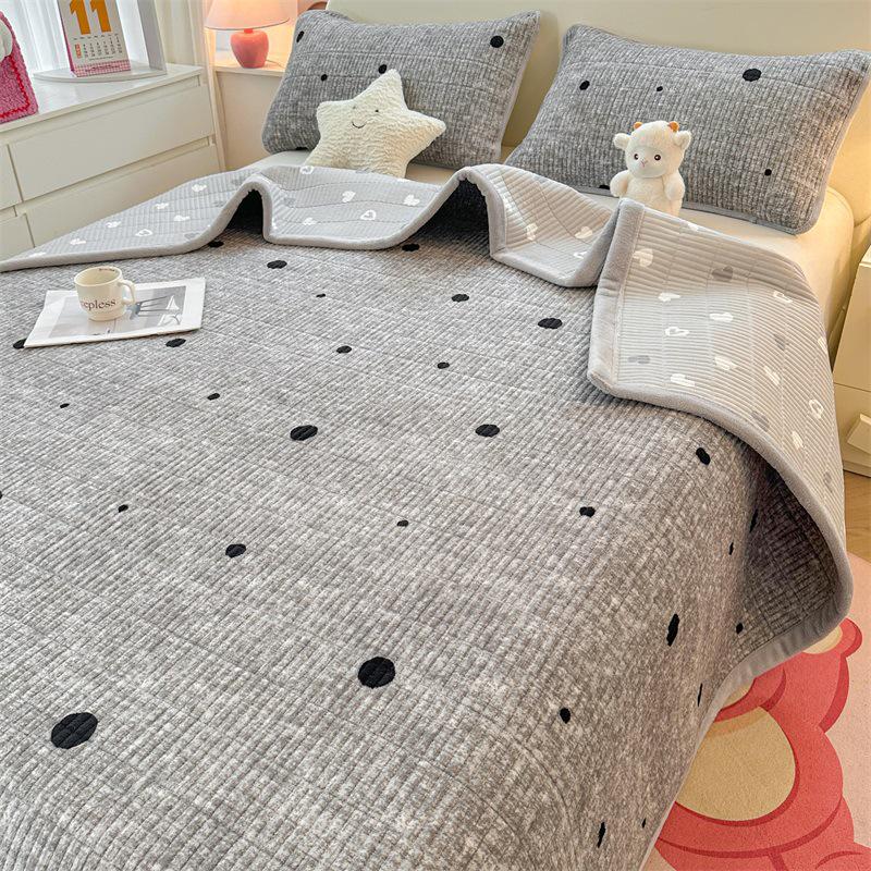 Set Gros de Plapumă de Catifea și Cuvertură de Pat 3 Piese: Lenjerie de pat caldă de iarnă și protecție de pat