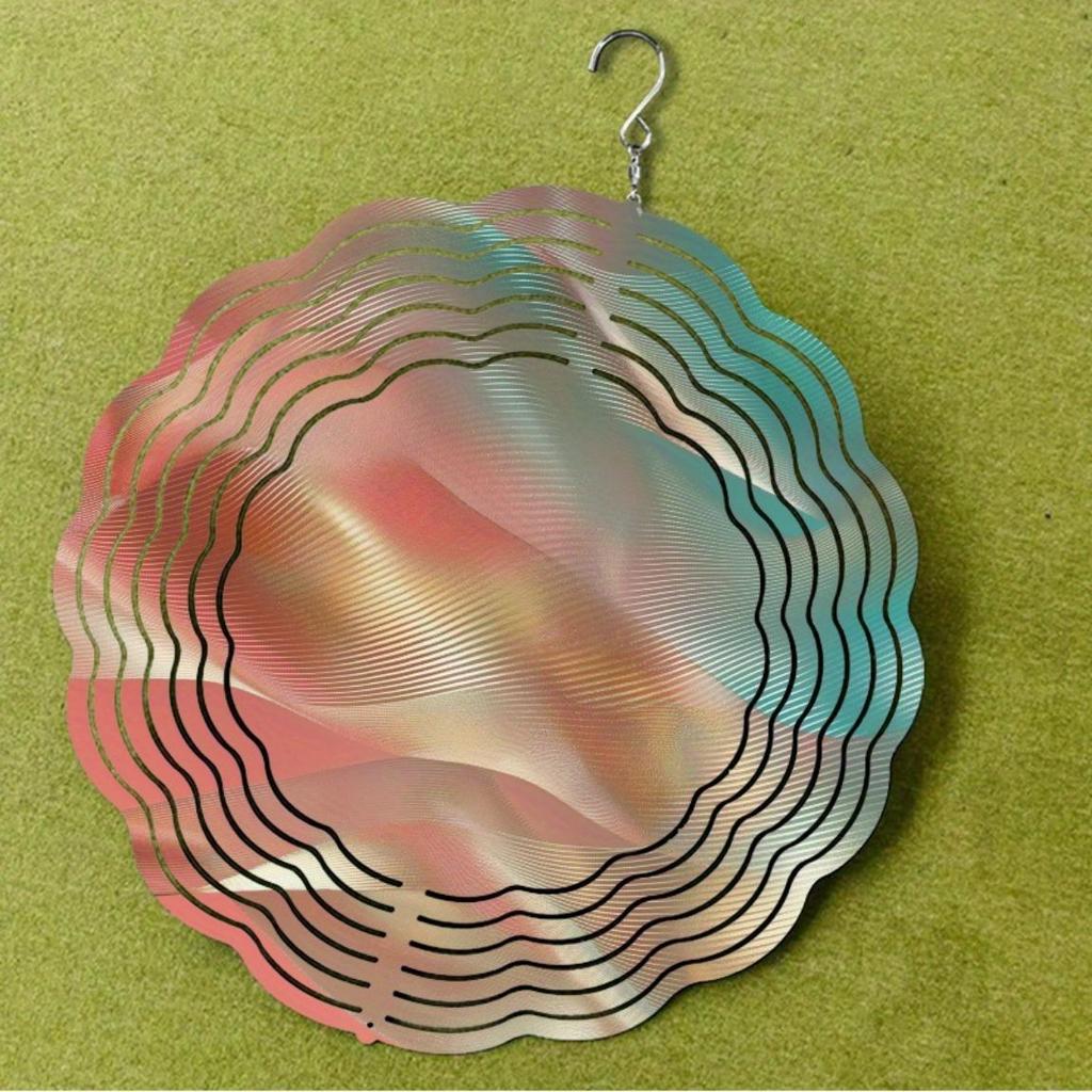 10 Inch Hanging Wind Spinner with Light Wave Pattern 360 Degree Rotating Hook for Garden Balcony Decor Spring Summer Gift Idea