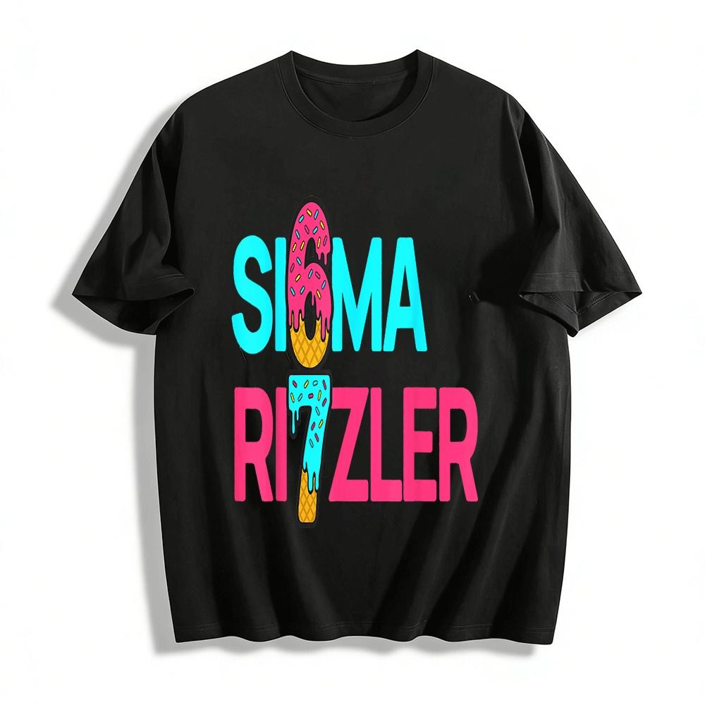 

Sigma Rizzler Funky Donut Мороженое Графическая Повседневная Футболка Чистый хлопок Футболка XXS