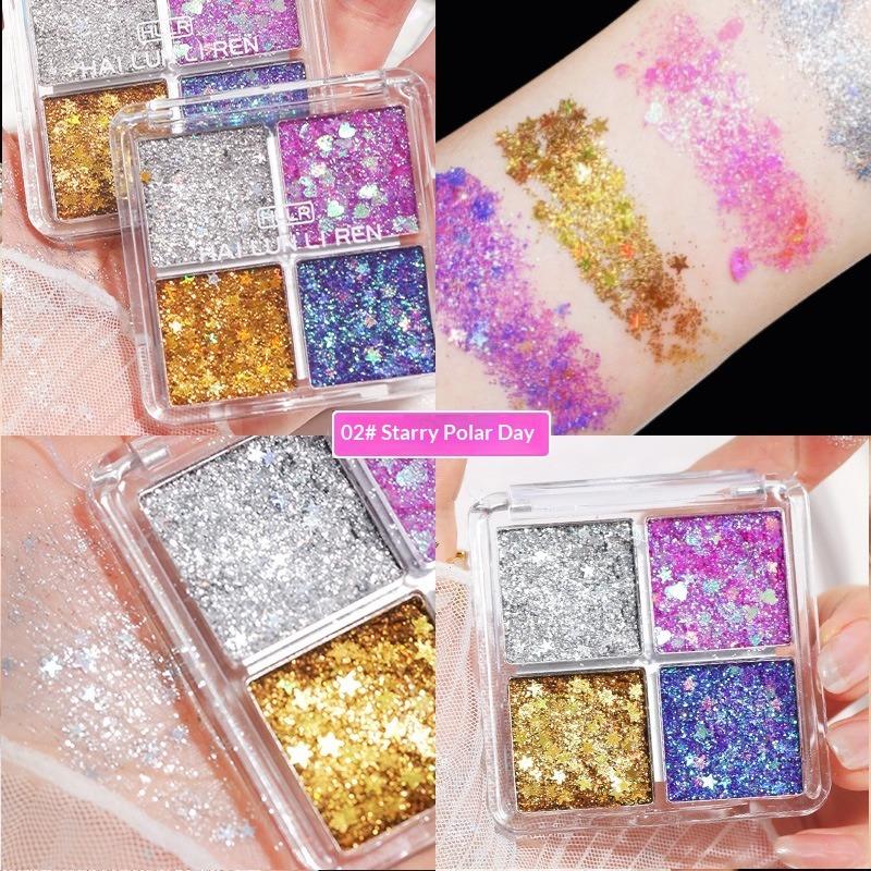 Children's Day Large Sequins Four-color Children's Eyeshadow Party Dance Stage Makeup Fine Sequins 4-color Eyeshadow Disc