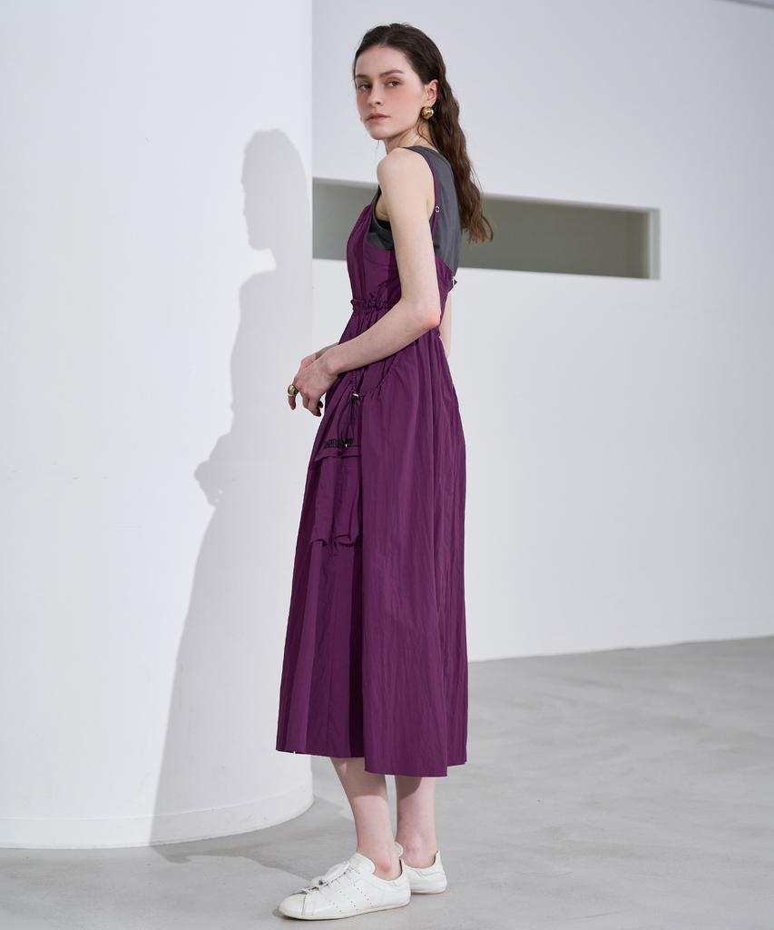 LENIC&MCCOY Waist String Crinkly Summer Long Dress Mm08Op003Hjy