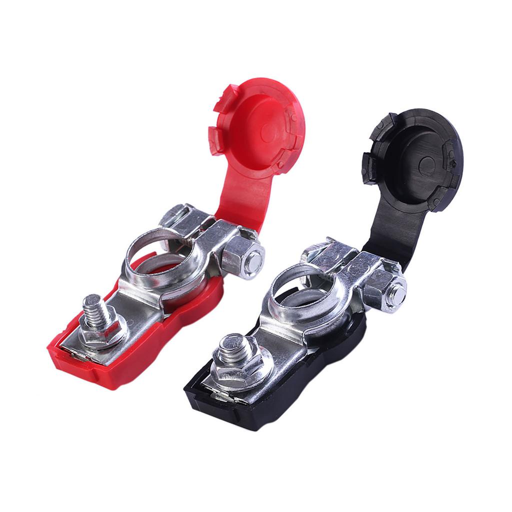 3Pcs Car Battery Terminal Set Negative and Positive with Plastic Cover Good Conductivity Clamps Connector