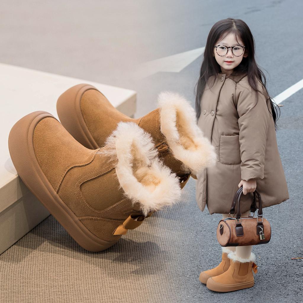 Girls Snow Boots 2025 New Winter Children's Large Cotton Shoes Velvet Baby Boots Waterproof Winter Shoes Thickened Northeast