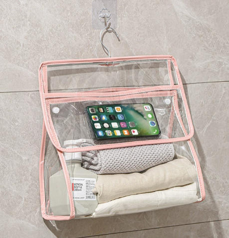 Waterproof Transparent PVC Hanging Clothes Bag Dormitory Storage Organizer Artifacts Hanging Storage Bag Easy Room Organization