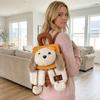Large Capacity Cartoon Dog Backpack Creative Animal Shoulder Bag Rabbit Plush Schoolbag  Gift