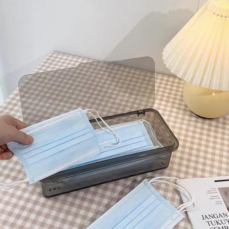 Masken-Aufbewahrungsbox Staubdicht Transparent Schreibtisch-Ordnung Kleinteile-Aufbewahrungsbox