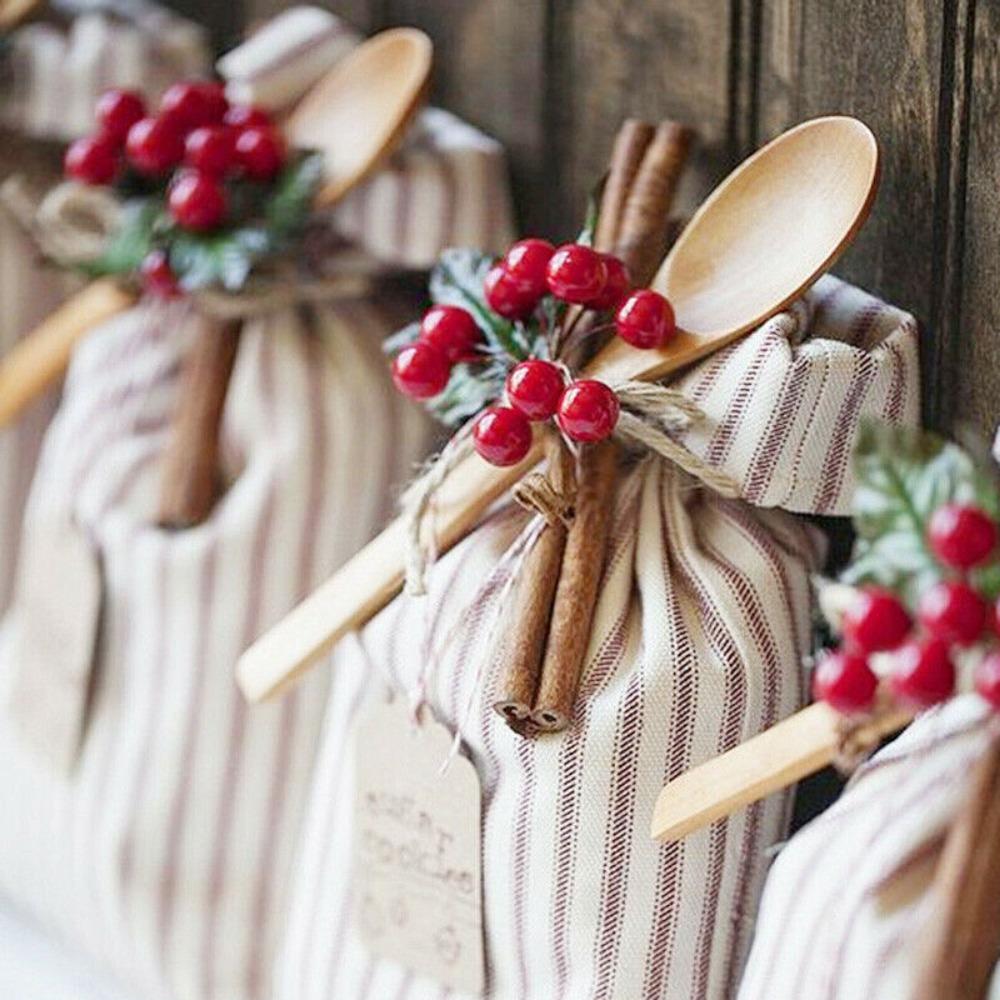 100Pcs Christmas Artificial Red Holly Berries Flowers DIY Mini Fake Fruit Berry Christmas Decoration Party Decor