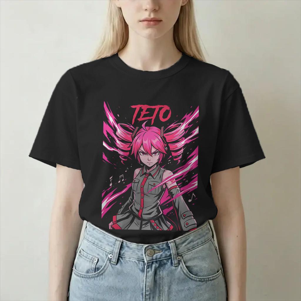Unisex Unisex Tshirts Kasane Teto Anime Vintage Pure Cotton Tees Short Sleeve Cyberpunk Virtual Pop Music T Shirt Crewneck Tops New