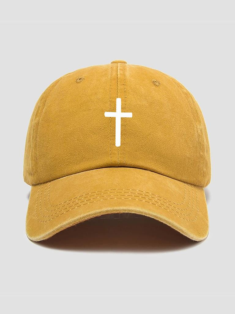 Cross Print Baseball Cap for Men and Women, Versatile for Casual Wear, Sun Protection and Sun Protection, Duck Tongue Cap