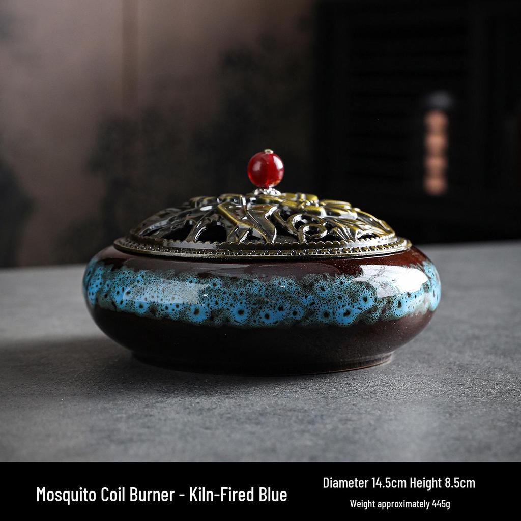 Large Ceramic Mosquito Coil and Incense Burner: Indoor Sandalwood and Agarwood Holder