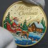 Christmas Sleigh Colored Commemorative Coins, Santa Claus Commemorative Medals, Christmas Eve, Fun Lucky Coins, Christmas Gift, Stocking Stuffers