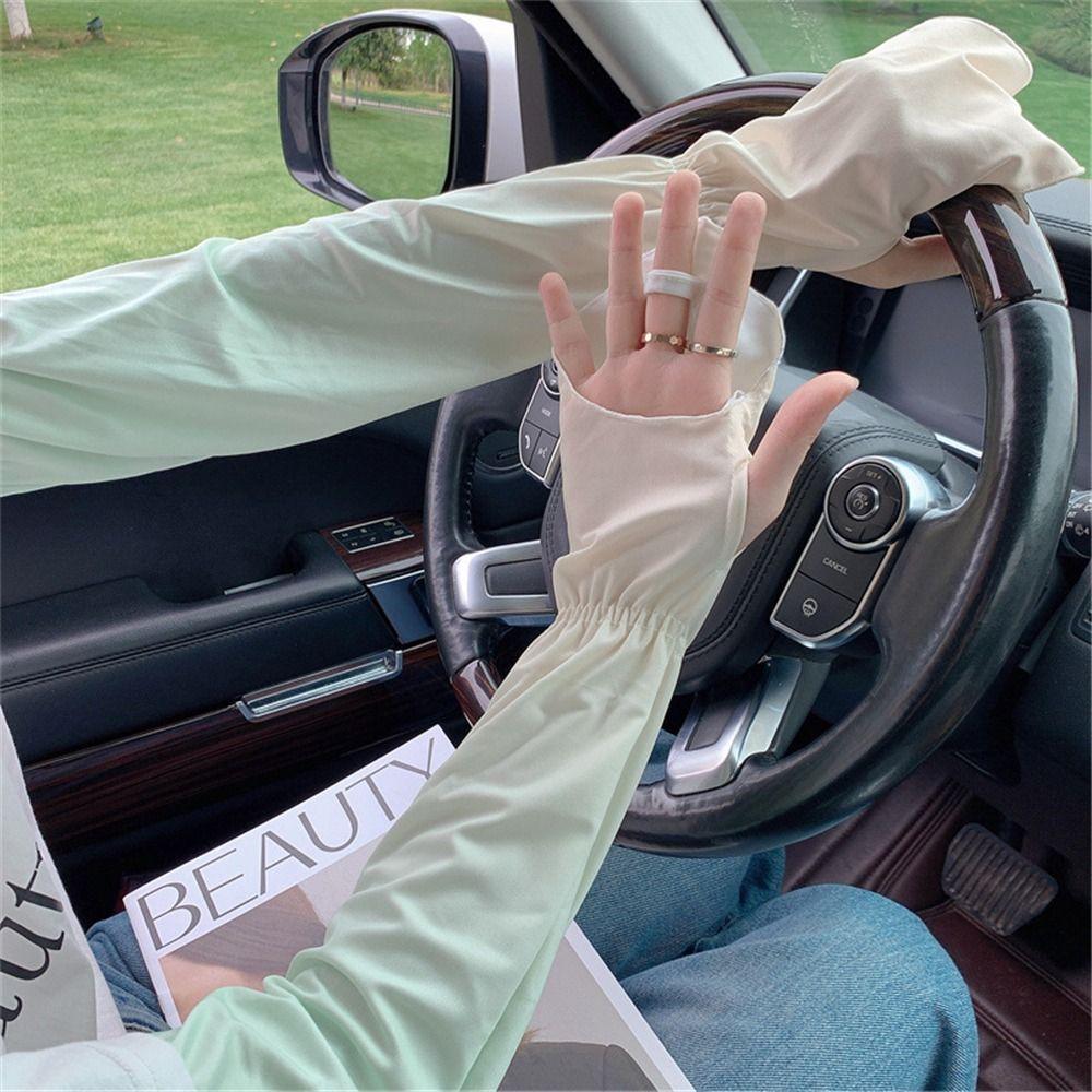 

Women Sunscreen Sun Protection Elbow Cover Anti-UV Arm Sleeves Long Gloves 2