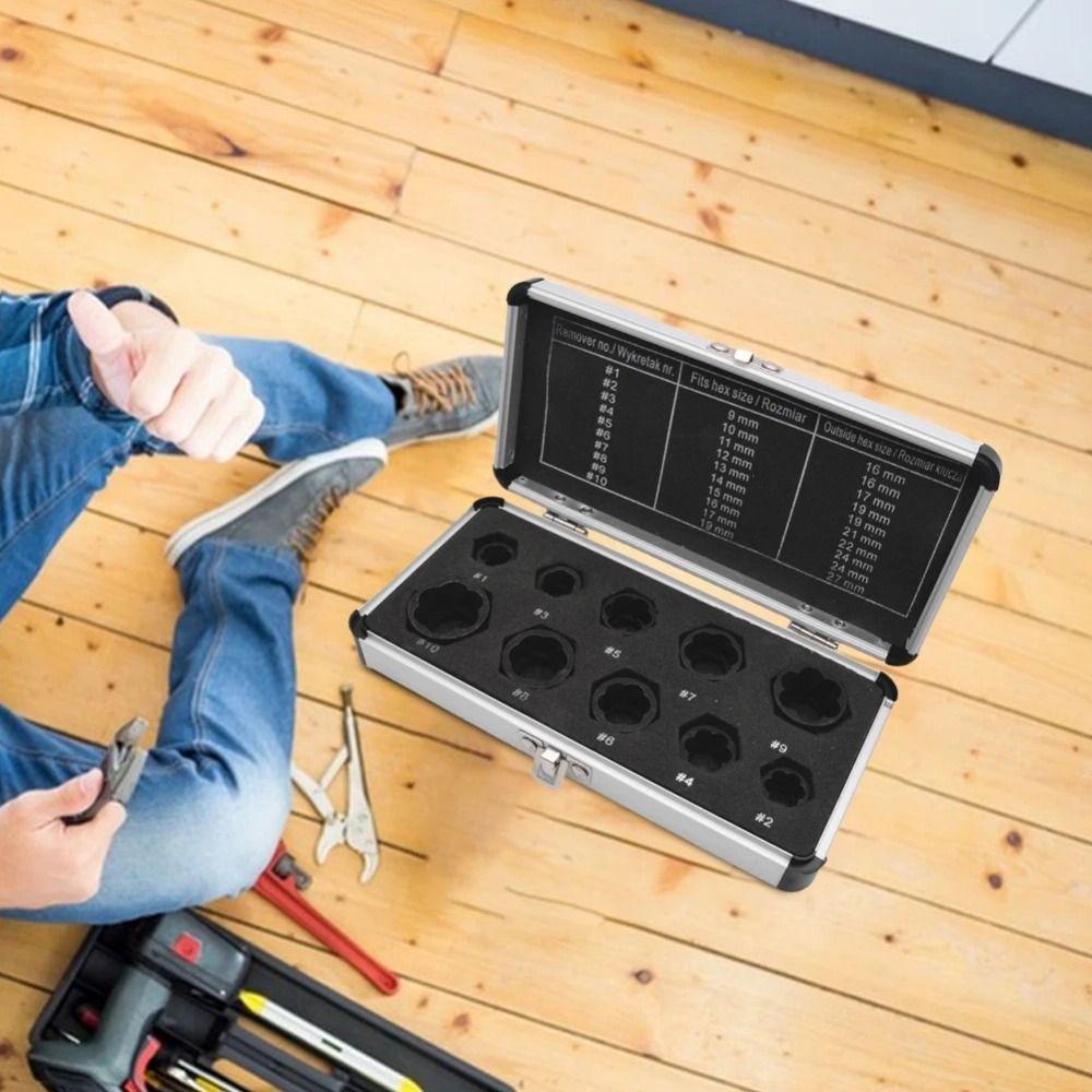 With Aluminum Box Broken Nut Remover Hexagonal Design Nut Removal Socket  Frozen Bolts