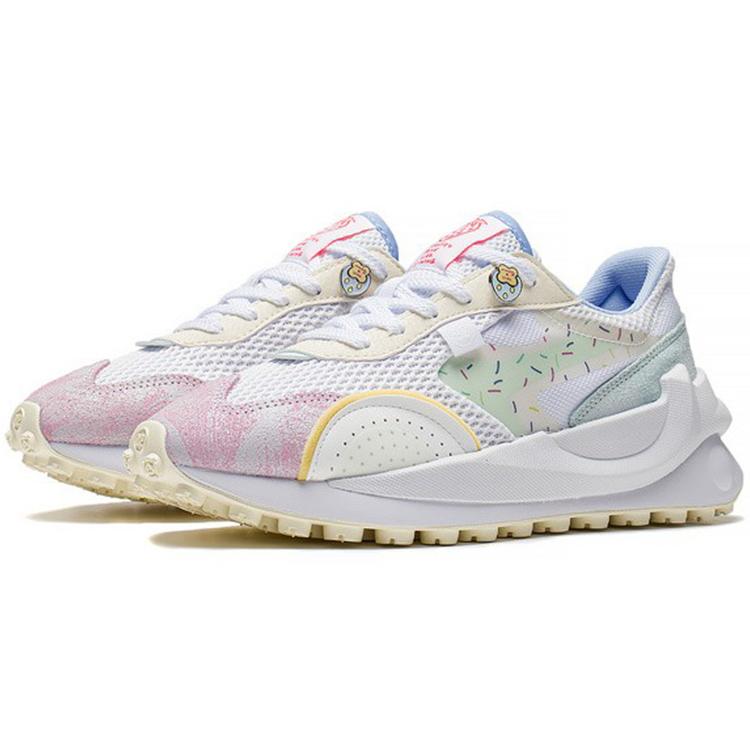 New LINING Casual Shoes Women's Low Top Standard White/First Lotus Pink/Light Ancient Yellow AGCS108-9