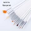 Nail Art Set: 15-Piece White & Pink Handle Pens for Flower Painting, Liner, Dotting, and Color Painting Gel.