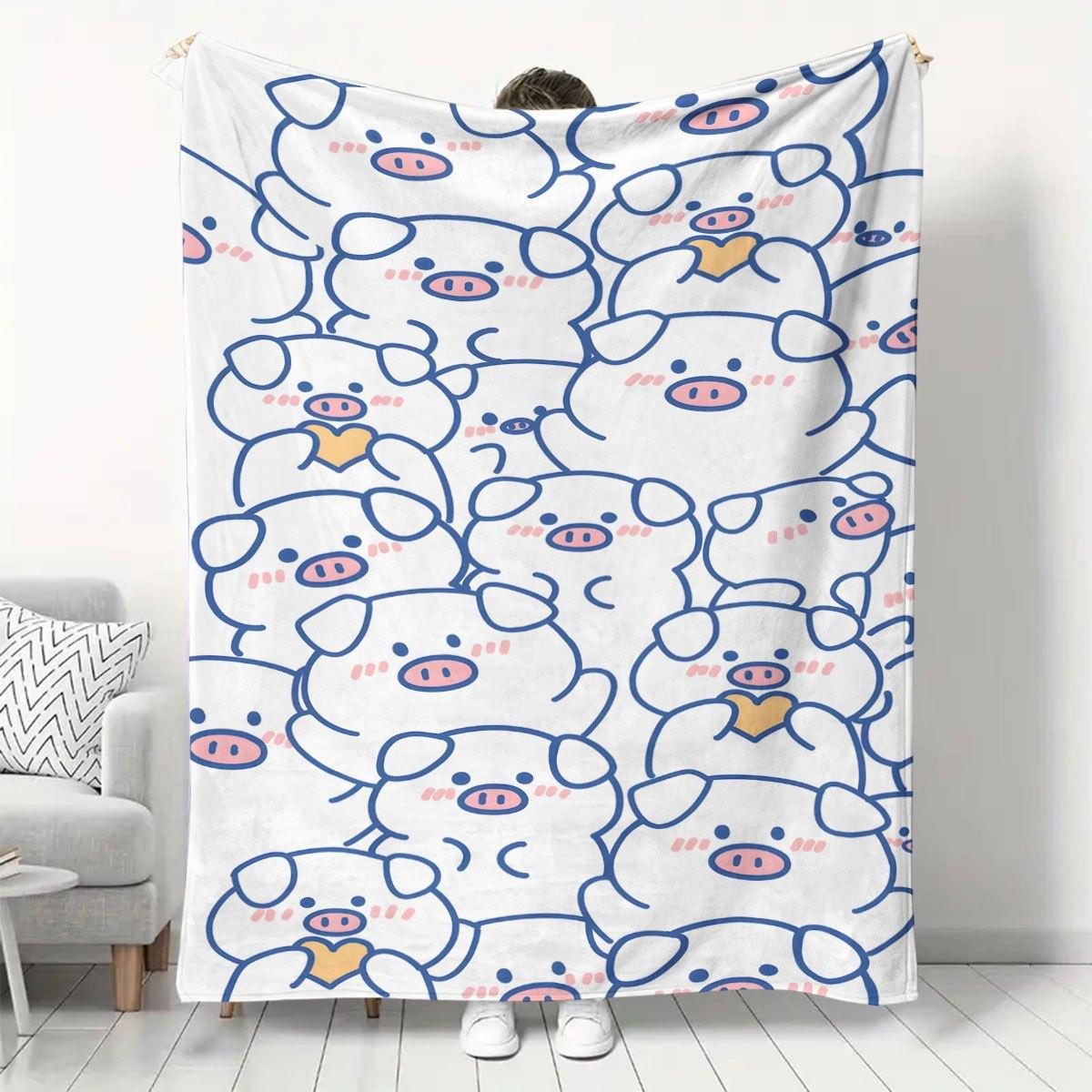 

Cute Piggy Blanket - Soft Cozy Throw with Adorable Cartoon Pigs, Perfect for Kids Room Decor, Unique Gift for Animal Lovers 75x90cm