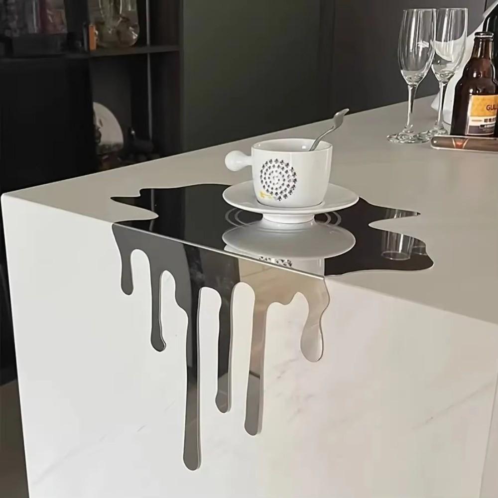 Mirror Finish Tabletop Coffee Coaster Minimalist Mug Pad Water Drop Reflection Decoration Study