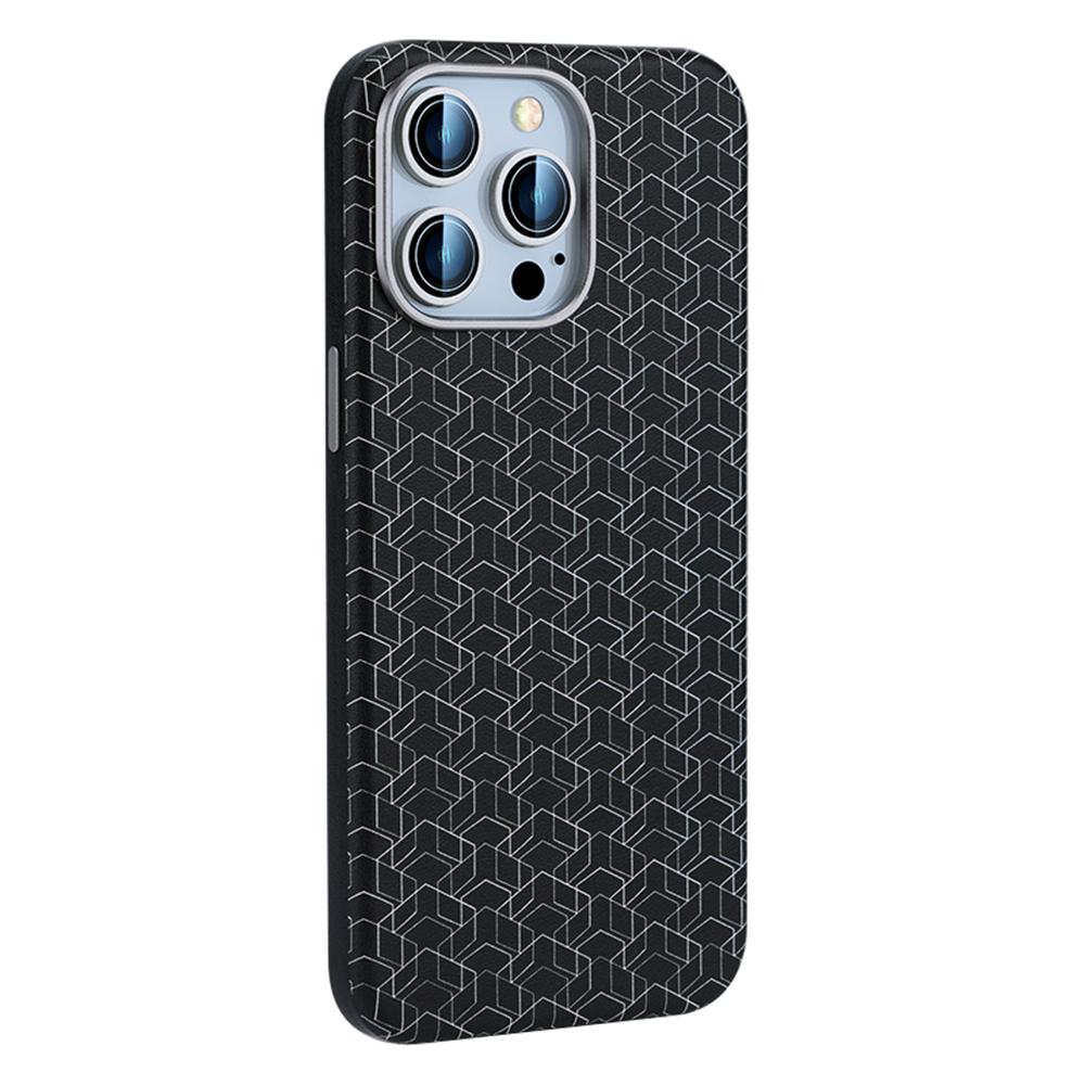 For iPhone 16 Pro Case Compatible with MagSafe Anti-Drop PU+TPU Phone Cover Geometric Pattern