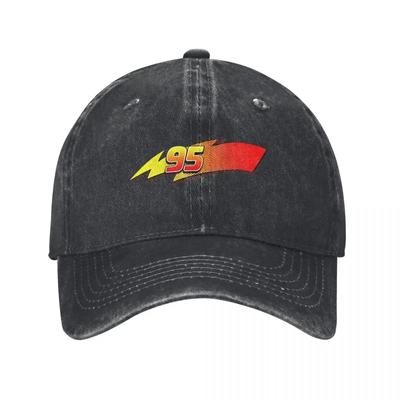 Cappellino da Baseball Unisex Cars Saetta McQueen Numero 95 Cartone Animato Lavato Usurato Cappelli Vintage per Allenamenti all'Aperto Regalo Cappellino Snapback