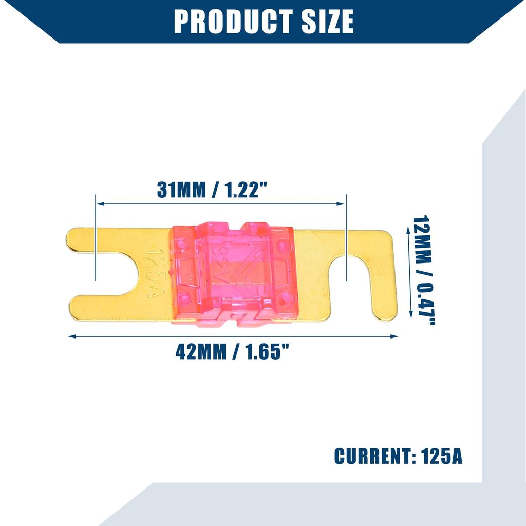 Hihaha Mini ANL Fuse 125A / Car Audio CD Fuse / Durable / Set of 5 Golden Cherry