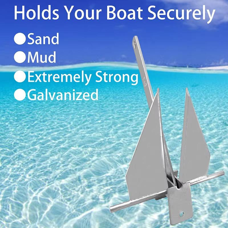 Danforth Anchor Set 6KG Anchor Weight Includes 100ft Fixed Rope/8ft Chain Marine Anchor for Sand, Gravel, and Silt Seabeds