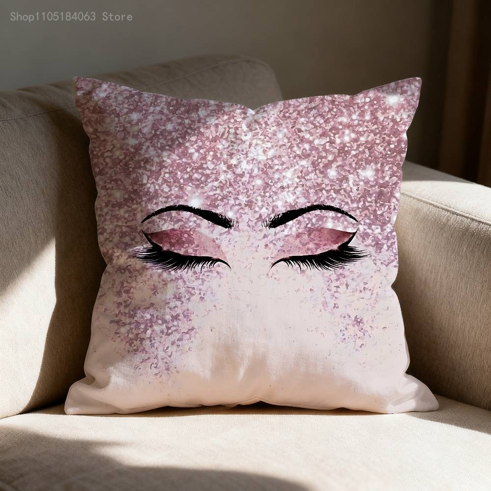 Beauty Makeup Eyelash Throw Pillow Case For 45x45cm 40x40cm 30x30cm 50x50cm 55x55cm Square Home Pillowcase Case