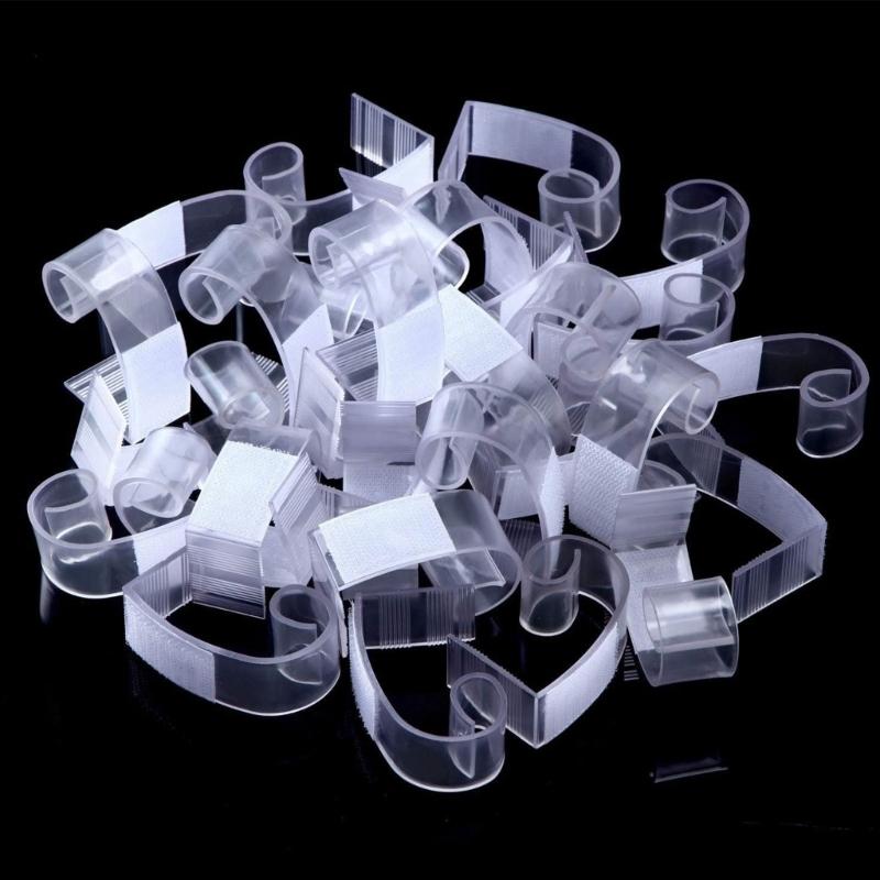 Reusable Table Skirting Fasteners, 12 Piece Plastic Tablecloth Holders with Touch Fastener Straps for Wedding Tables and Trade Show Displays