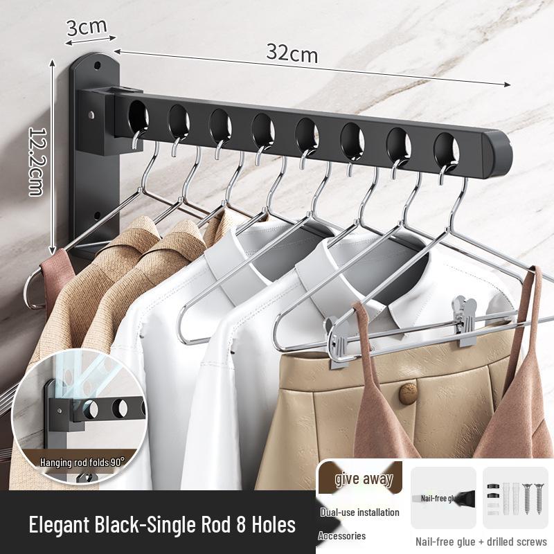 Wall-Mounted No-Punch Clothes Drying Rack & Towel Hanger for Dorms
