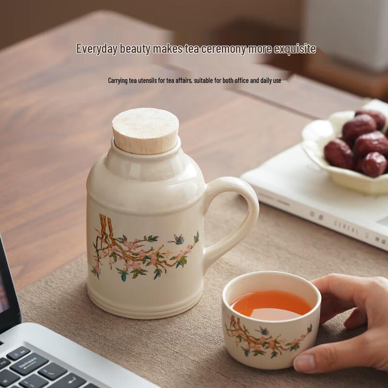 Retro Chinese Ceramic Mini Thermos Teacup