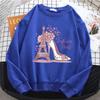 Mode Paris Print Y2k Damen Kapuzenpullover 90er Langarm Warmes Fleece Sweatshirt Weicher Rundhals Pullover Freizeit Damenbekleidung