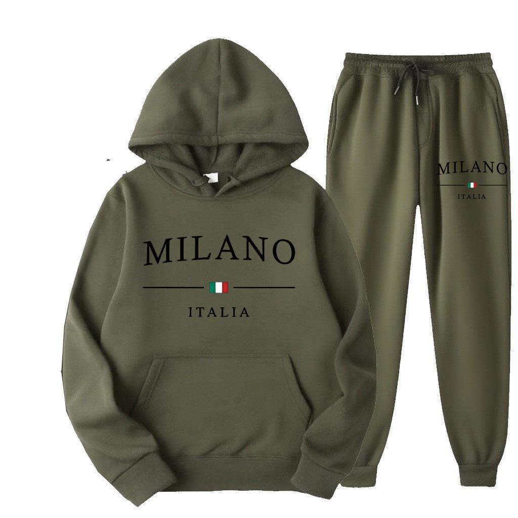 MILANO Plus Size Trendy Fleece Sweatshirt Set with Letter Print for Women