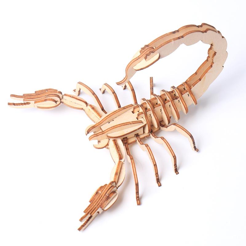Children's DIY Wooden Puzzle Three-Dimensional 3D Hand Assembled Insect Model Brain Game Toys for Kids Gift