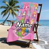 Custom Name Personalized Care Bears Print Beach Towel, for Trip Camping Beach Party Home Decor, Birthday Gift for Family & Friends