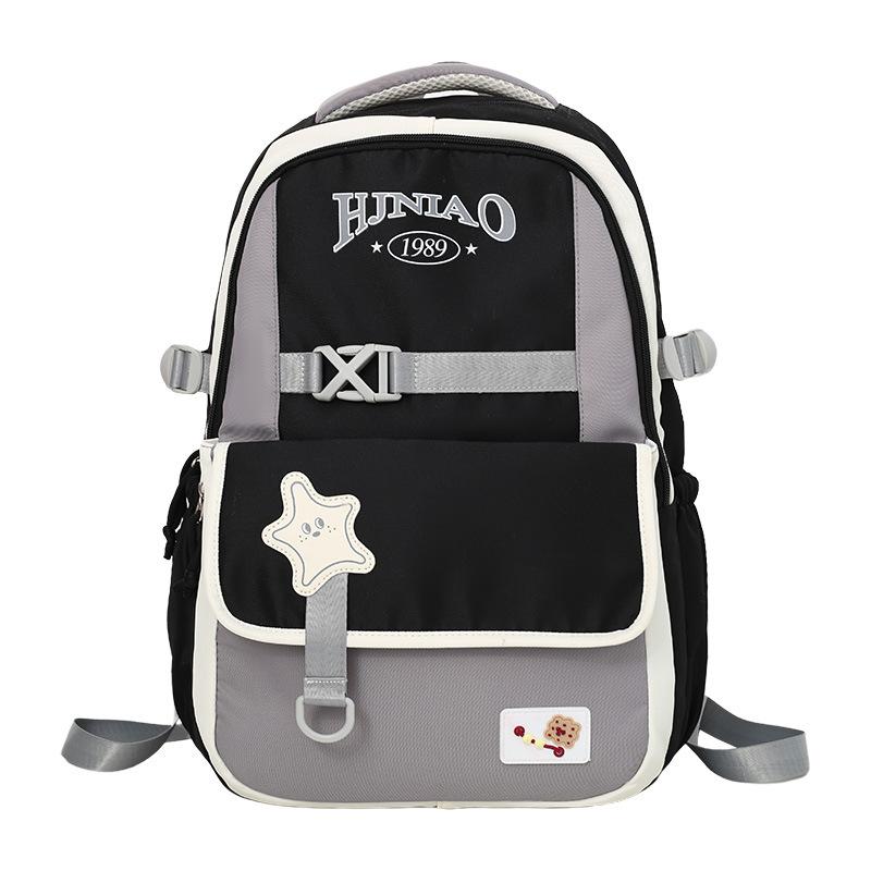 Winter New Contrasting Color Backpack Large Capacity Lightweight Fashion Burden Reduction Versatile School Bag Design Sense Student Backpack