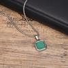 Stainless Steel Rectangle Natural Stone Pendant Necklaces, Minimalist Dainty Chain Necklace, Luxury Fashion Jewelry For Men Gift
