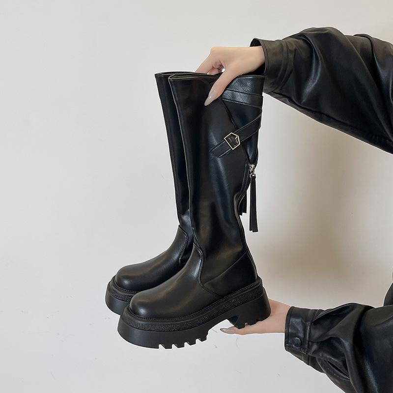 Niche Design Small Height-increasing Long Boots for Women's 2025 Autumn and Winter New Niche Thick-soled Comfortable High Fashion Boots