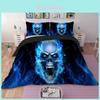 Luxurious 3d Blue Fire Skull Duvet Cover Pillow Cases Quilt Cover Bedding Set Stylish Design