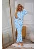 Women's Long-Sleeve Cardigan with Turn-Down Collar Top and Long Pants—Pajama and Loungewear Set for Women