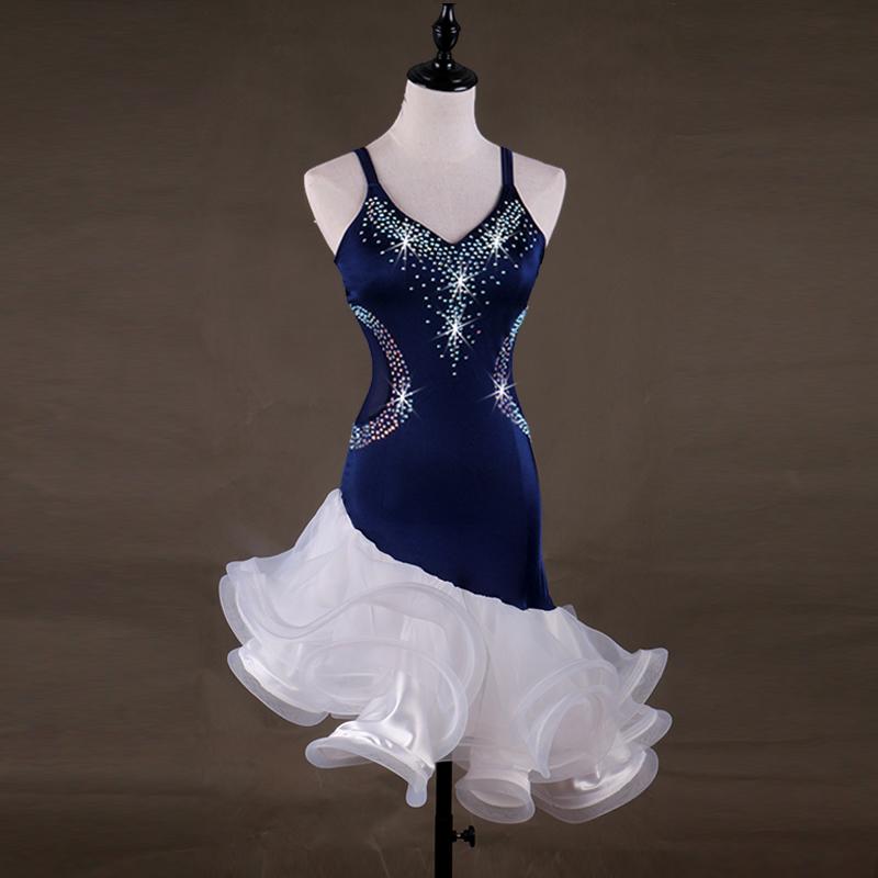 LIUHUO Latin Dance Dress Sexy Costume Latin Dance Dress Salsa Dresses Latin Dancelatin Costumes Women S синий