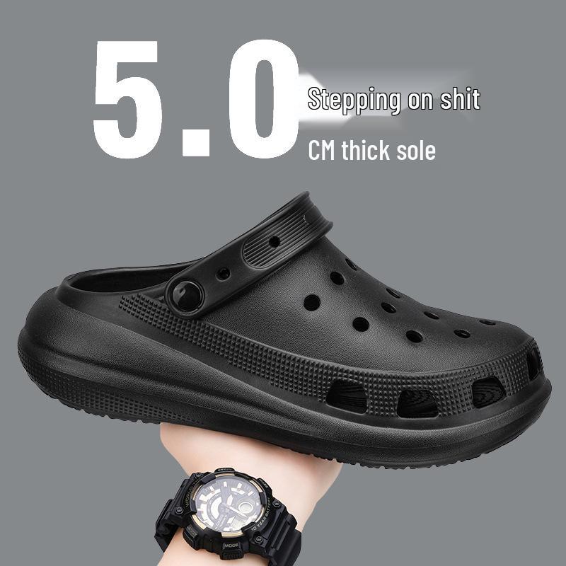 Men's Casual Cross-Border Beach Shoes: Thick-Soled, Closed-Toe, Convertible Sandals & Slippers for Couples.