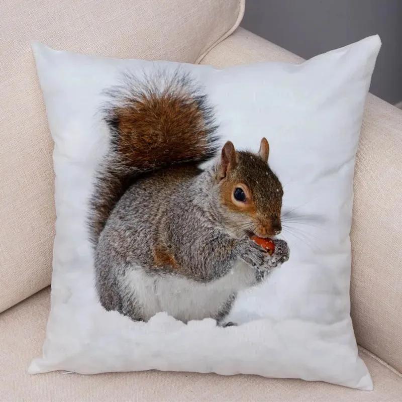 Cute Squirrel Cushion Cover Pillowcase Pillow Covers Home Decor Pet Animal Pillows Case Super Soft Polyester Pillows Covers