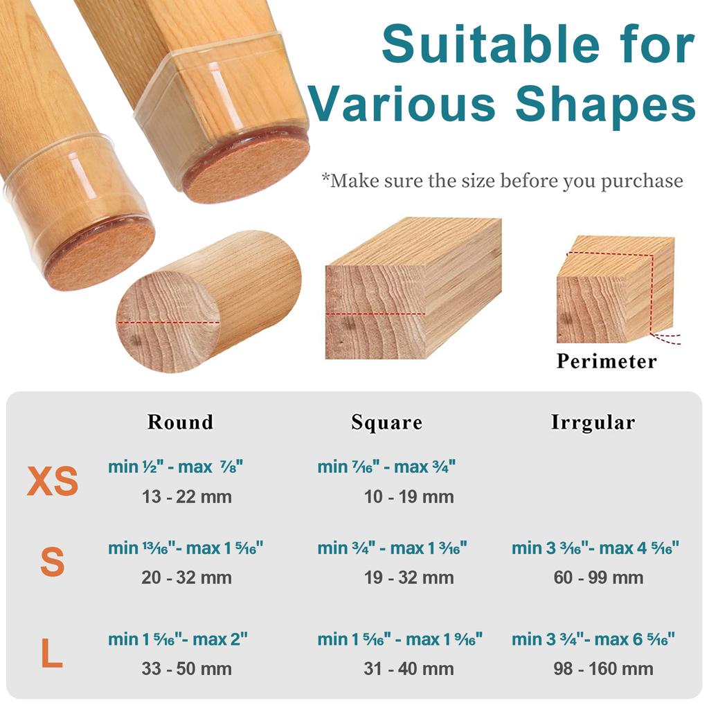 12 Pcs Silicone Chair Leg Floor Protectors with Non-slip Felt, Furniture Cups for Hardwood Floors, Protect Floors from Scratches