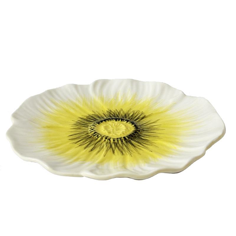 BRFlower-shaped Plate Porcelain Plate Fruit Platter Dessert Tray Colored Daisies Dinner Plates Dishes Sushi Dish RestaurantEY