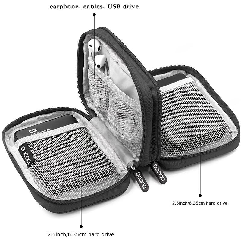 Portable Carrying Case Storage Bag Hard Drive Case for HDD Enclosure Hard Disk Case for Phone Power Bank Usb Data Cable Earphone