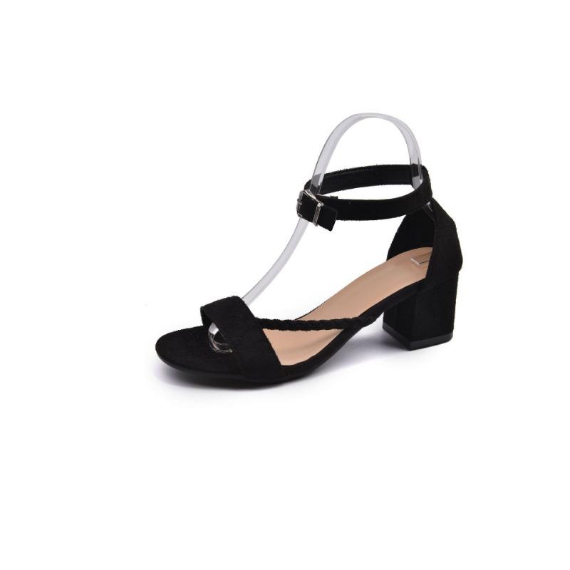 New Mid-heel Thick-heeled Student Women's Shoes One-shoulder Buckle High-heeled Sandals